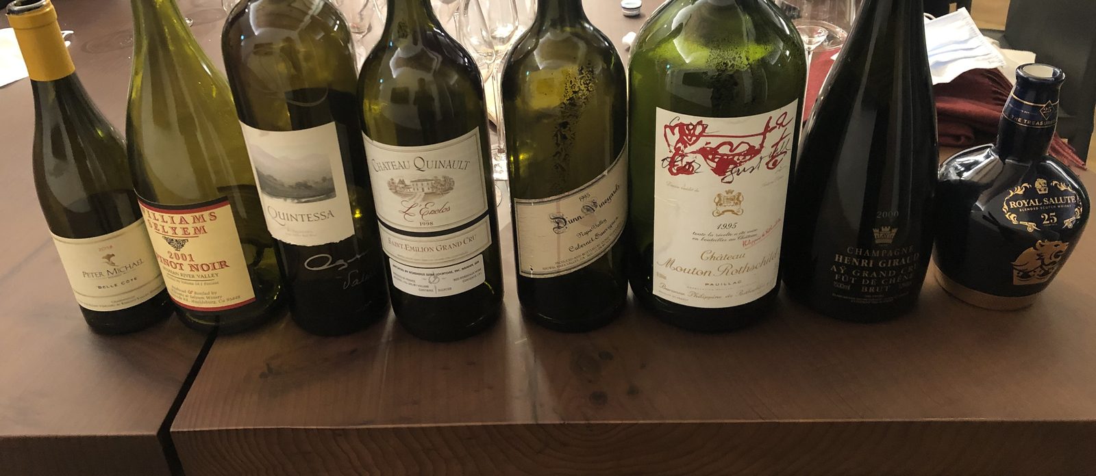 The bottles lined up at the end of the evening