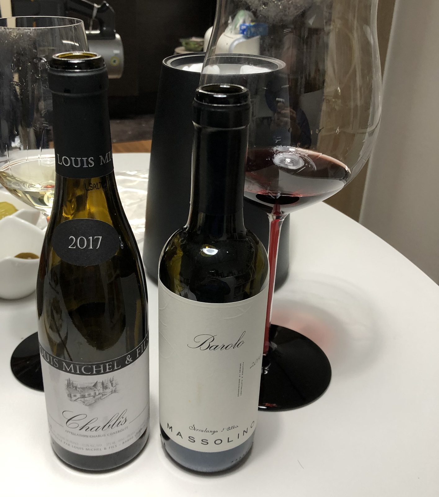 On the table beside the Barolo