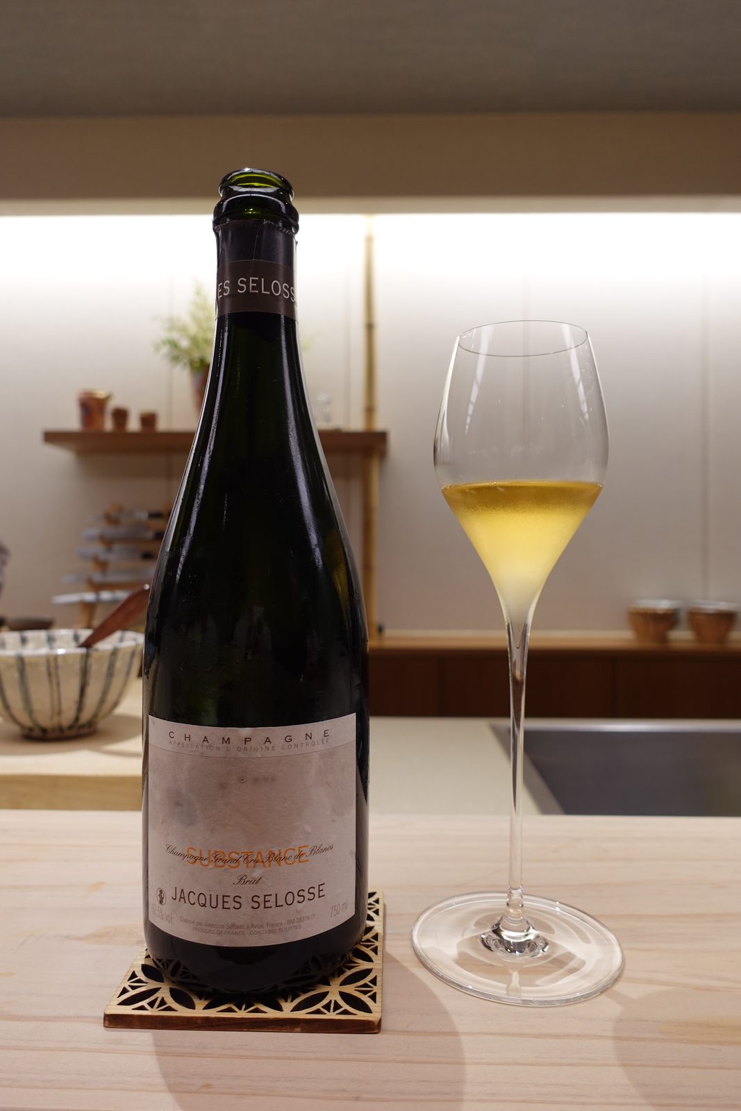 The bottle and glass