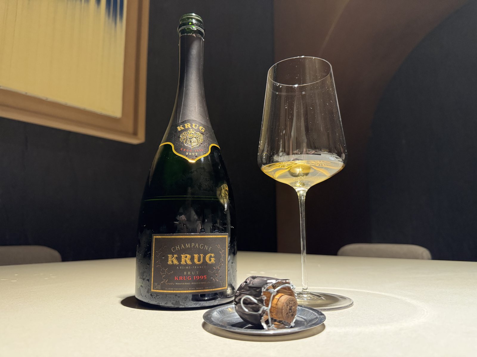 The bottle and glass