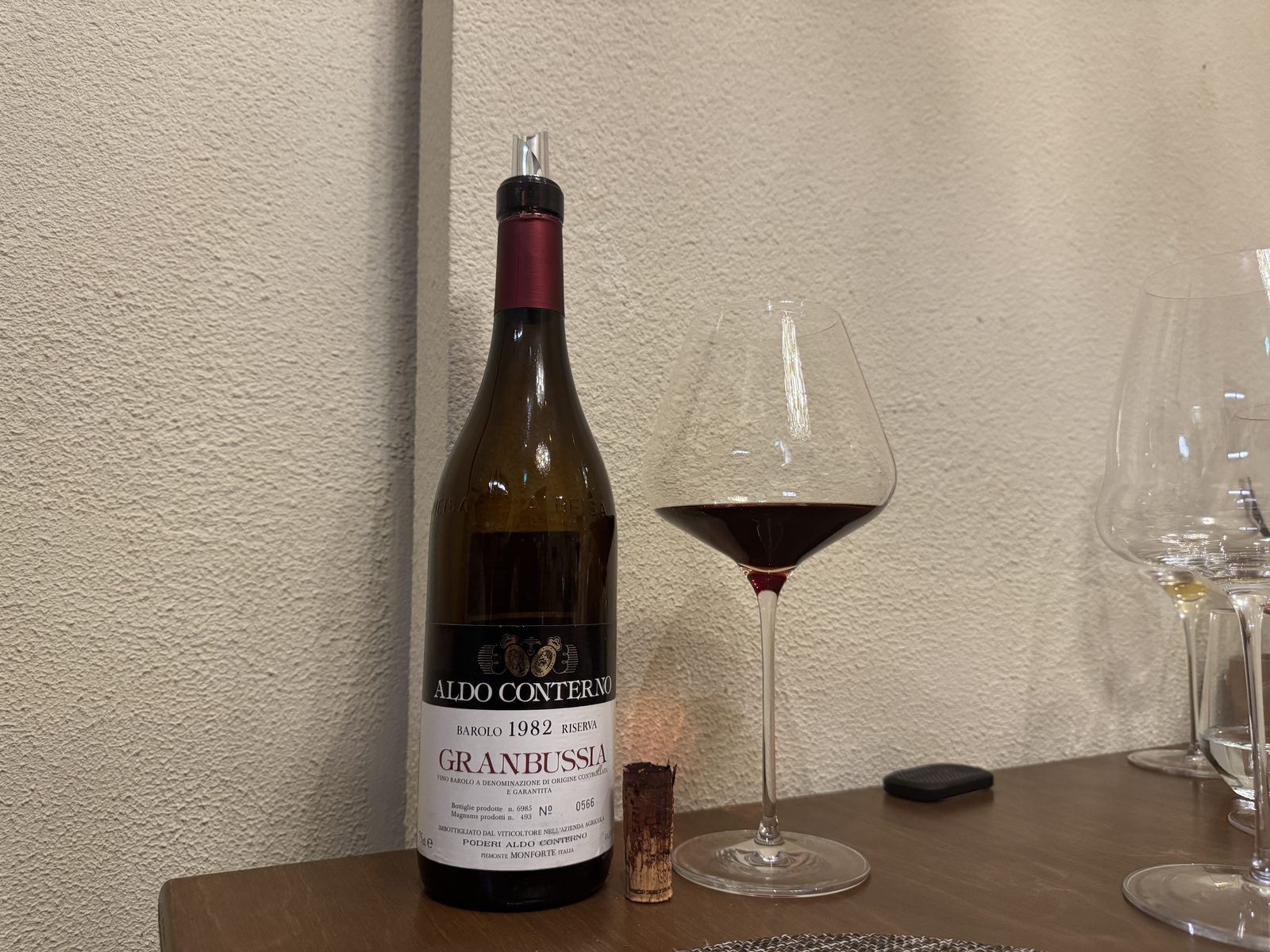 Aldo Conterno Barolo Riserva Granbussia 1982, label with bottle number
